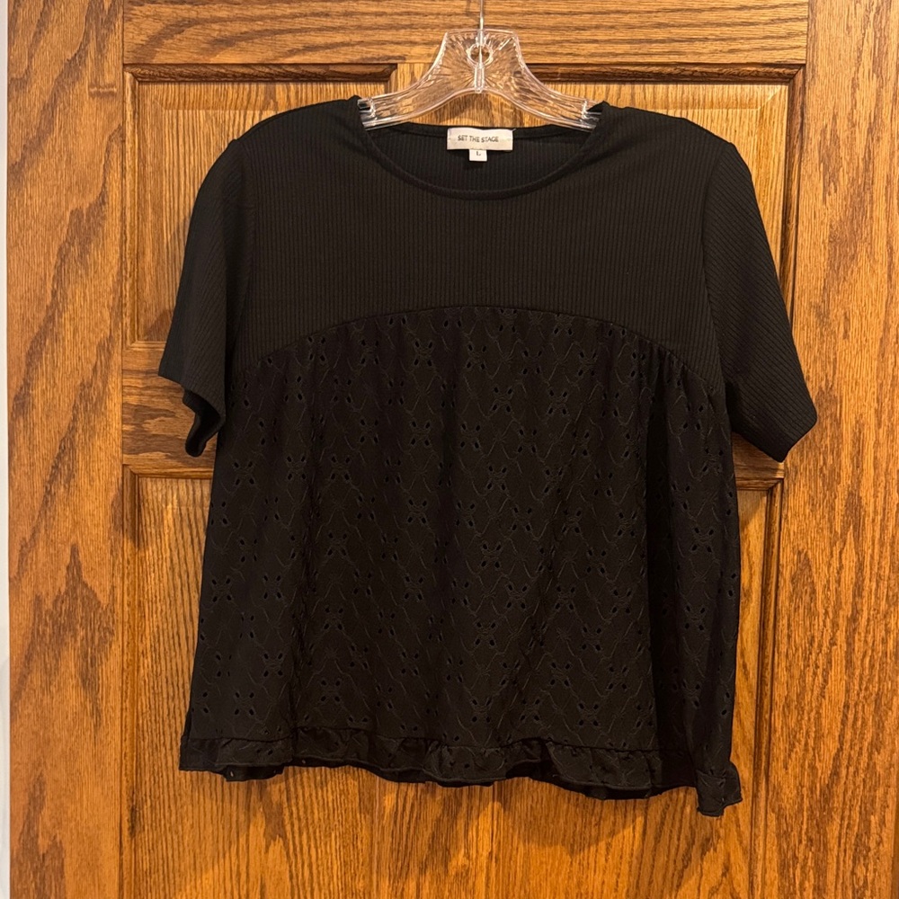 Elegant Black Short Sleeve Top